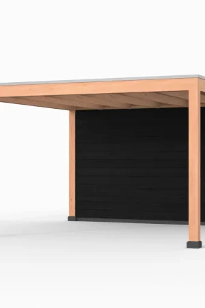 Flitsaanbieding Douglas overkapping, 400 x 400, met achterwand, Westwood Elegant zwart